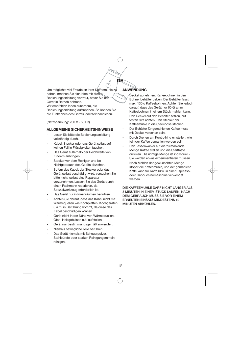Melissa Coffeegrinder 245-024 User Manual | Page 12 / 17