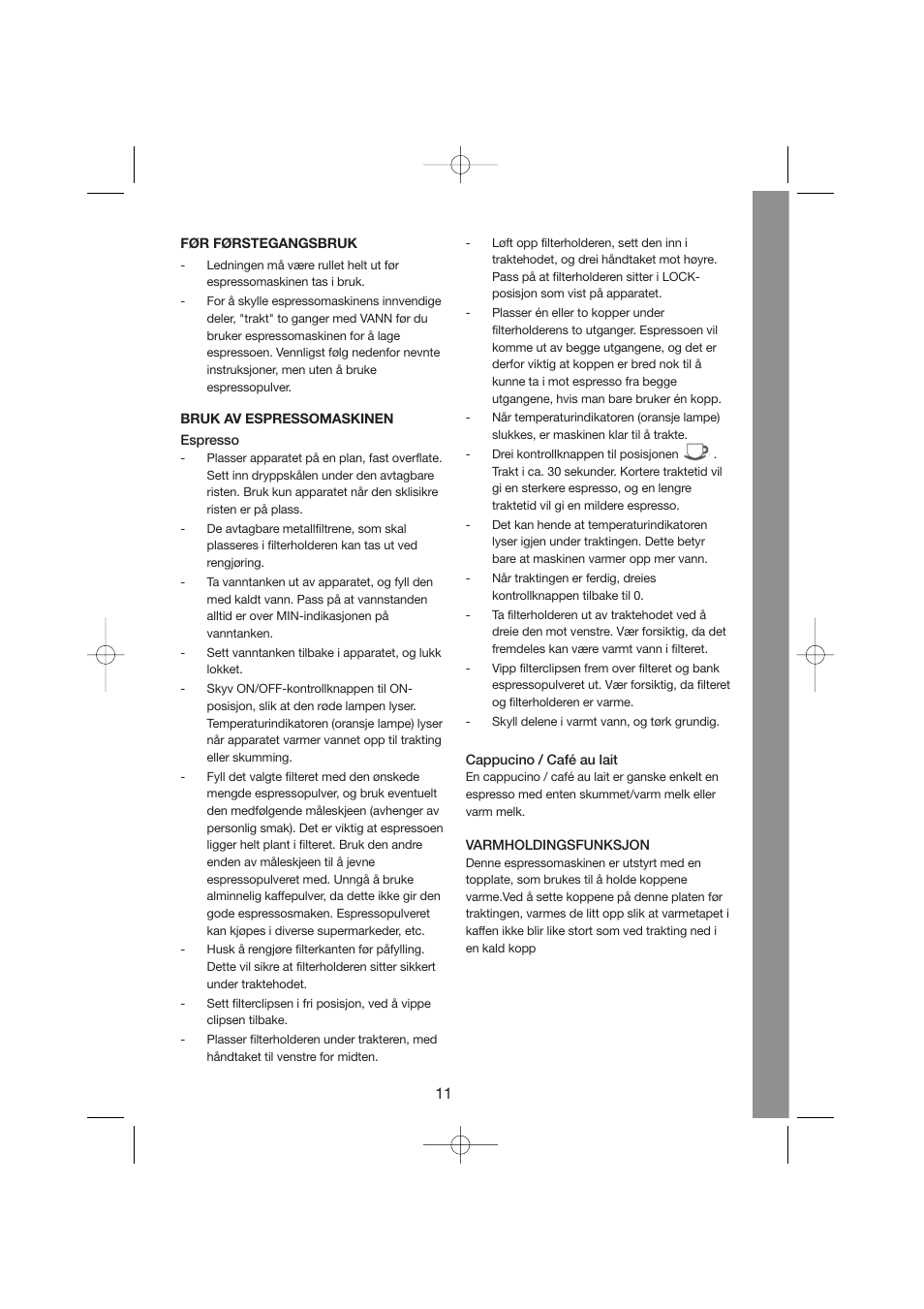 Melissa Espresso/Cappucino 245-027 User Manual | Page 11 / 33