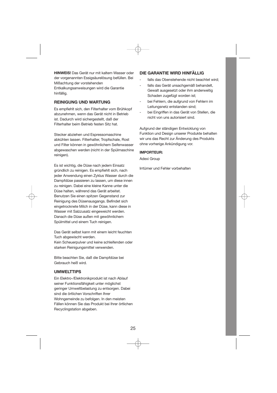 Melissa Espresso/Cappucino 245-027 User Manual | Page 25 / 33