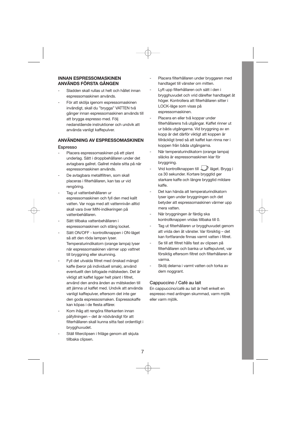 Melissa Espresso/Cappucino 245-027 User Manual | Page 7 / 33