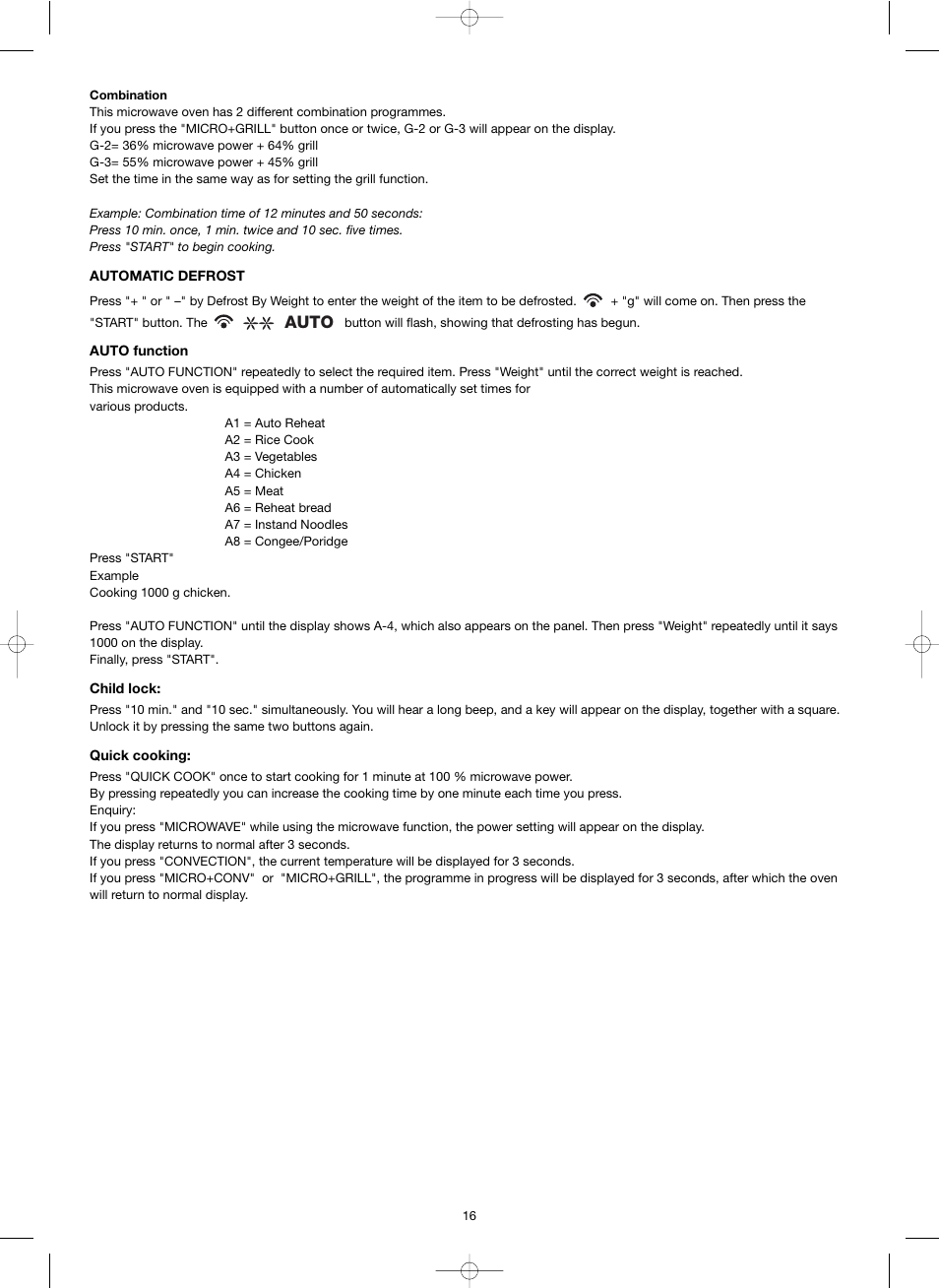 Auto | Melissa ide line ED8525NS-SA User Manual | Page 16 / 25