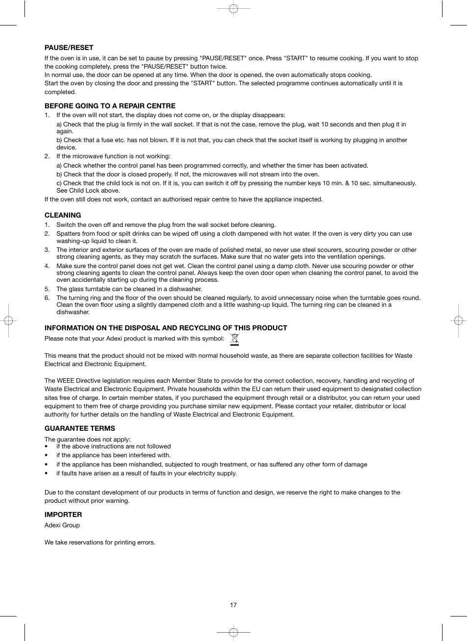 Melissa ide line ED8525NS-SA User Manual | Page 17 / 25