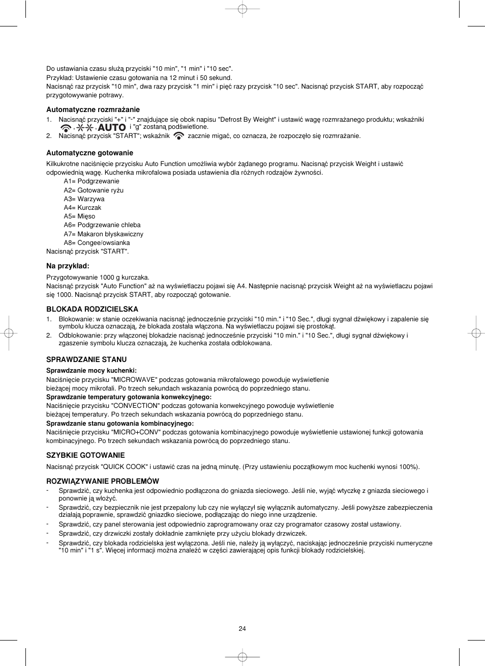 Auto | Melissa ide line ED8525NS-SA User Manual | Page 24 / 25