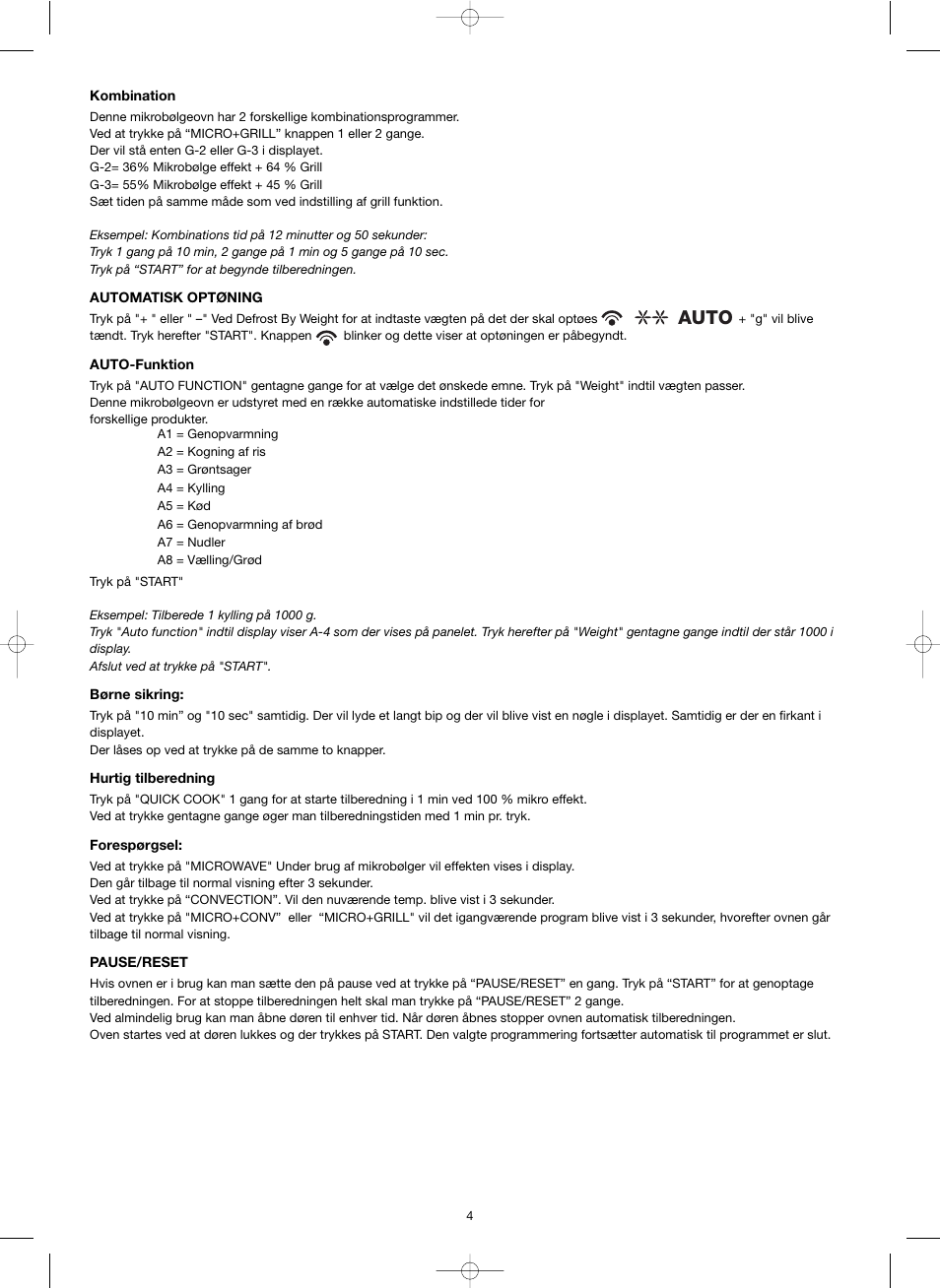 Auto | Melissa ide line ED8525NS-SA User Manual | Page 4 / 25