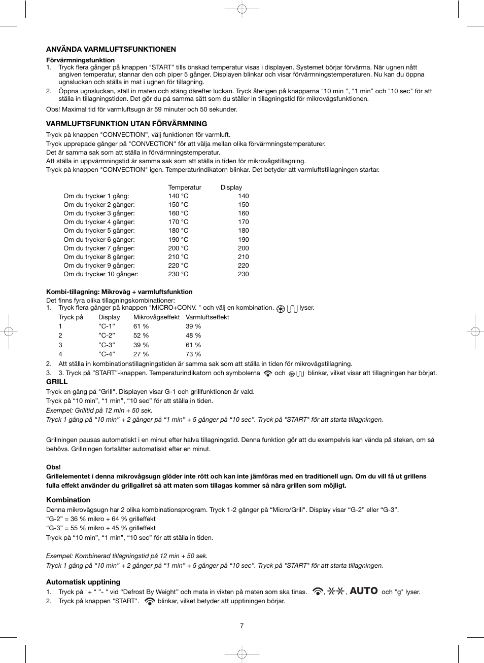 Auto | Melissa ide line ED8525NS-SA User Manual | Page 7 / 25