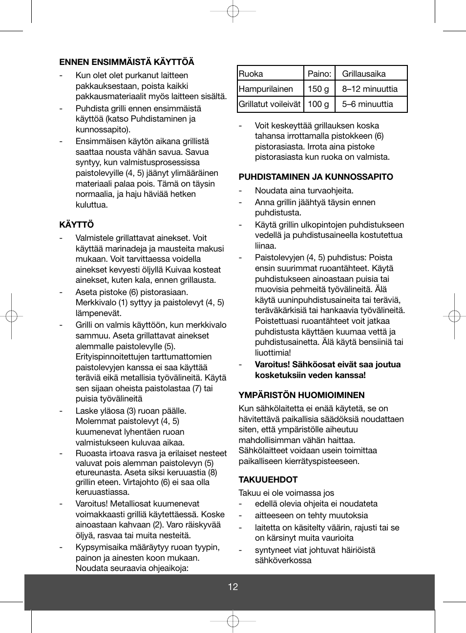 Melissa Health Grill 643-051 User Manual | Page 12 / 26