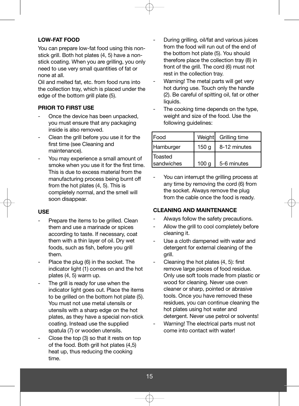 Melissa Health Grill 643-051 User Manual | Page 15 / 26