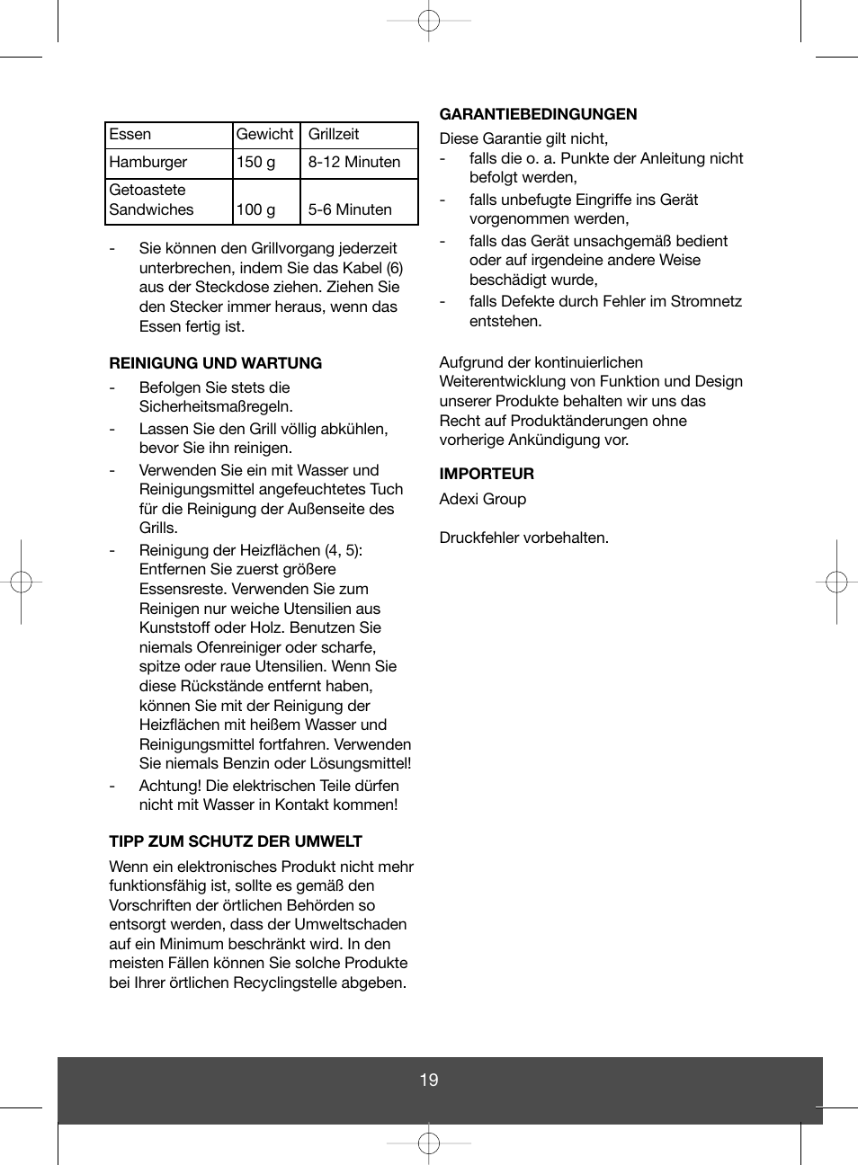 Melissa Health Grill 643-051 User Manual | Page 19 / 26