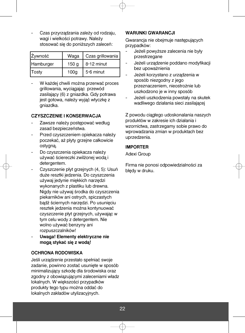 Melissa Health Grill 643-051 User Manual | Page 22 / 26