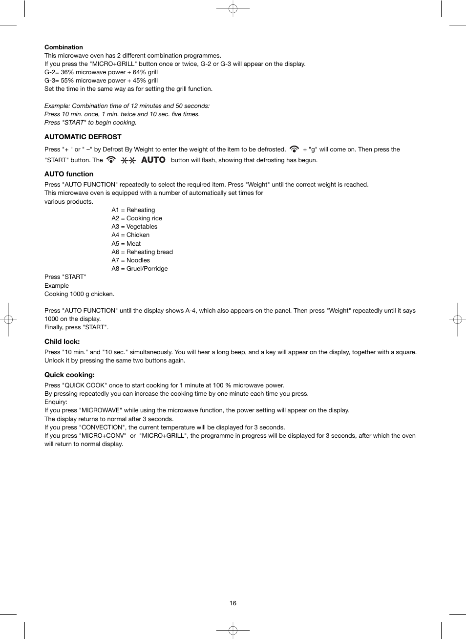 Auto | Melissa ide line ED8525S-SA User Manual | Page 16 / 25