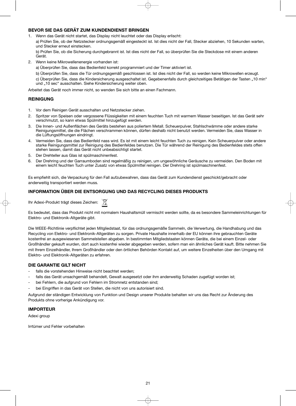 Melissa ide line ED8525S-SA User Manual | Page 21 / 25