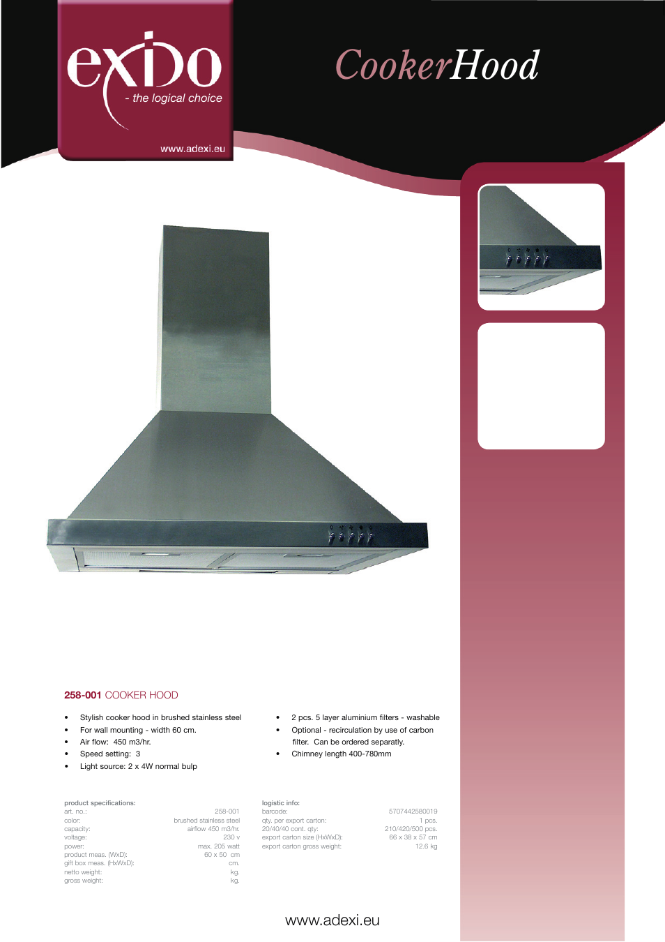 Melissa Cooker Hood 258-001 User Manual | 1 page