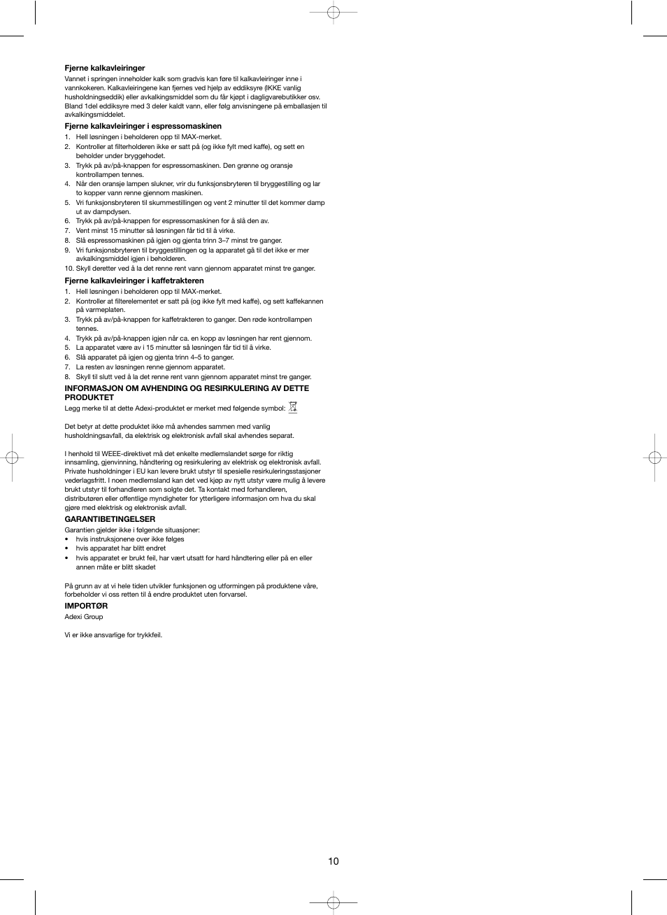 Melissa 3-in-1 Espresso and Coffee Maker 245-039 User Manual | Page 10 / 26