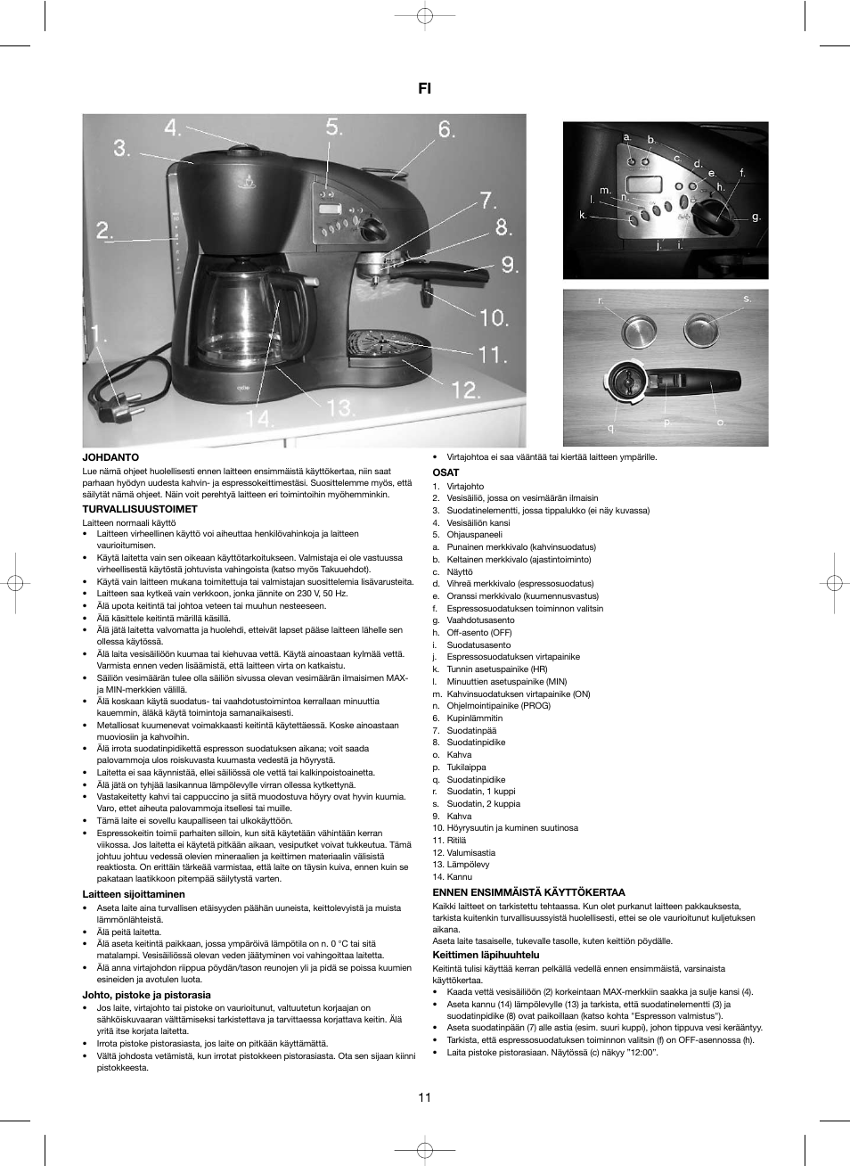 Melissa 3-in-1 Espresso and Coffee Maker 245-039 User Manual | Page 11 / 26