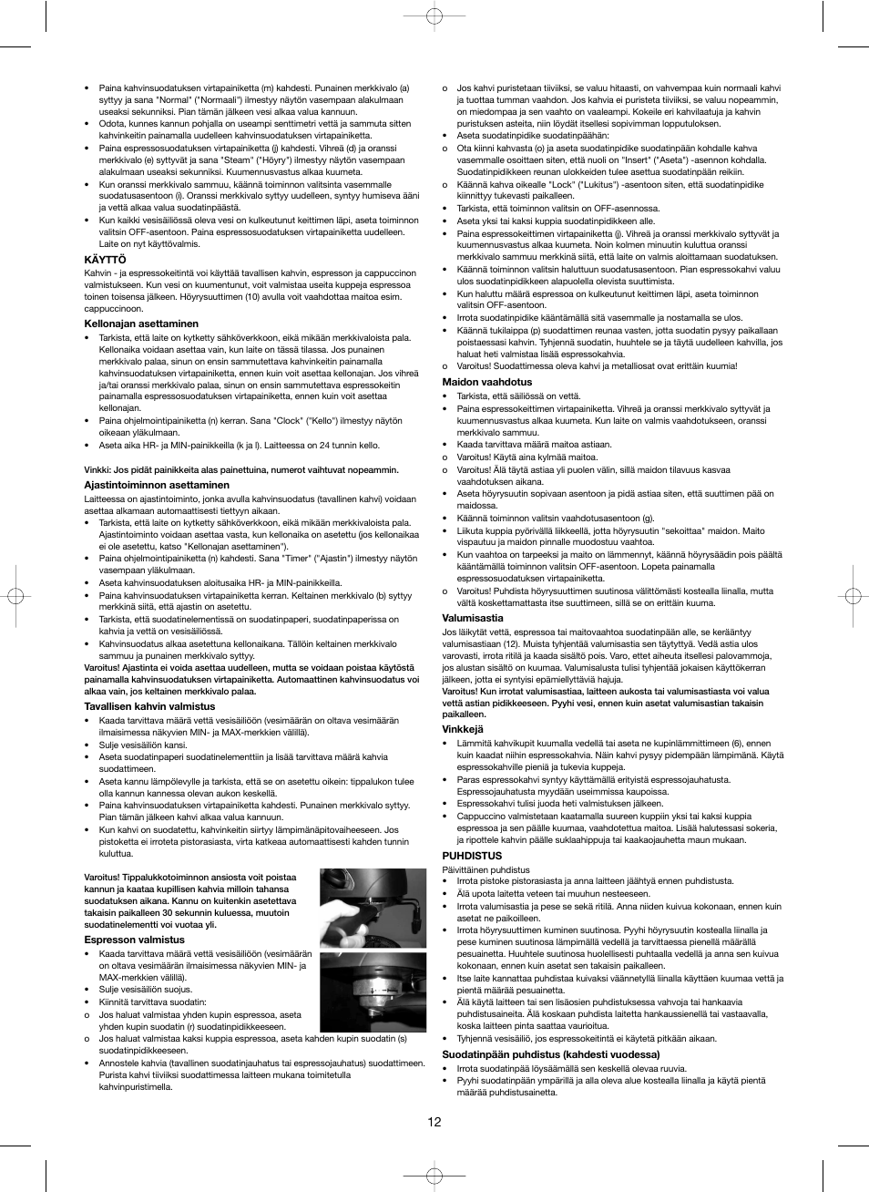 Melissa 3-in-1 Espresso and Coffee Maker 245-039 User Manual | Page 12 / 26
