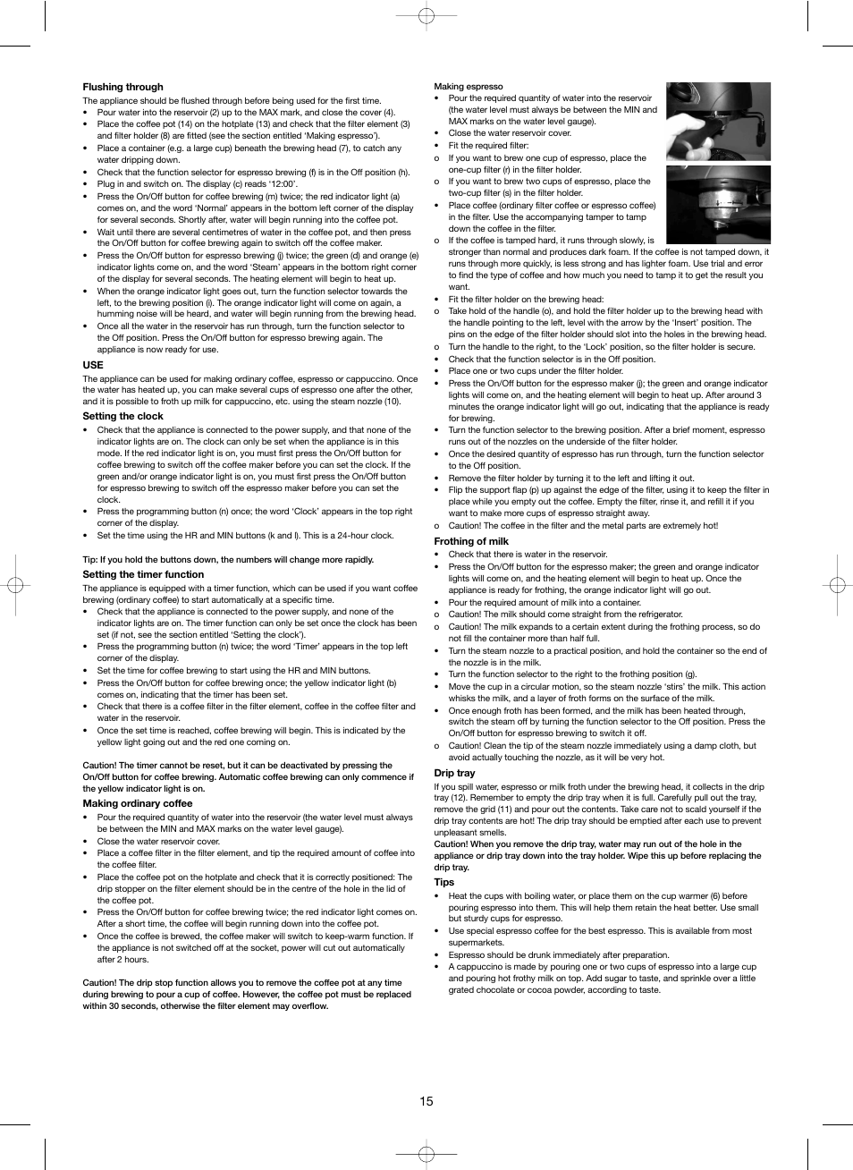 Melissa 3-in-1 Espresso and Coffee Maker 245-039 User Manual | Page 15 / 26