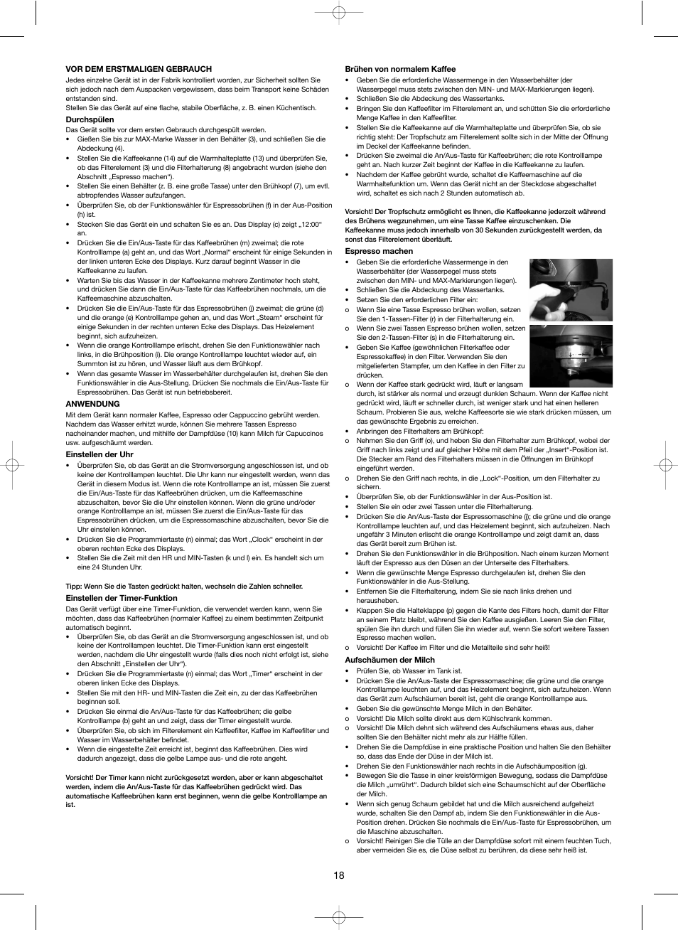 Melissa 3-in-1 Espresso and Coffee Maker 245-039 User Manual | Page 18 / 26