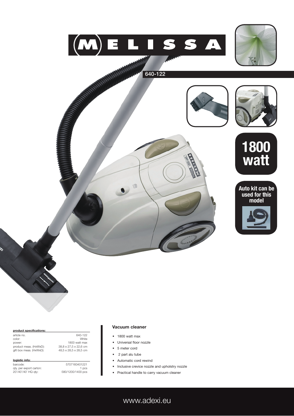 Melissa 640-122 User Manual | 1 page