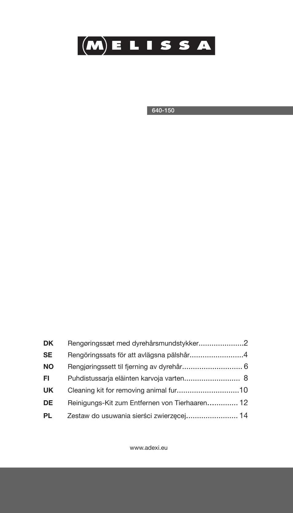 Melissa 640-150 User Manual | 17 pages