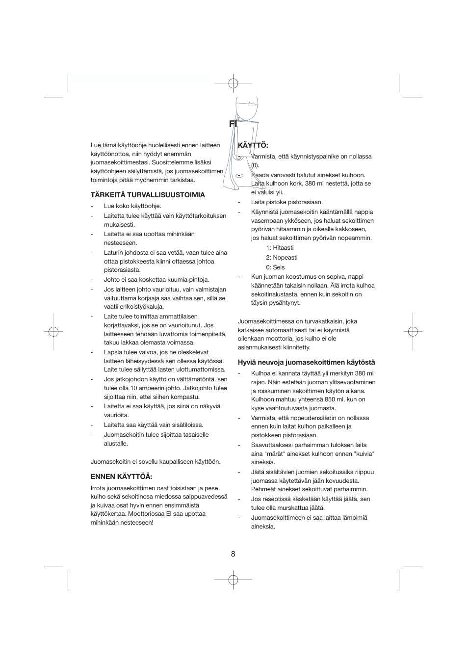 Melissa Drink Mixer 246-002 User Manual | Page 8 / 19