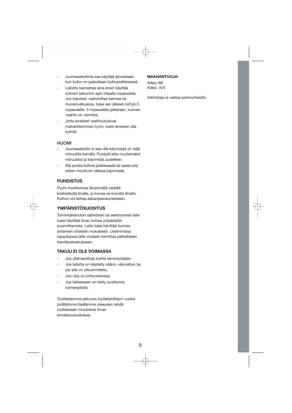 Melissa Drink Mixer 246-002 User Manual | Page 9 / 19