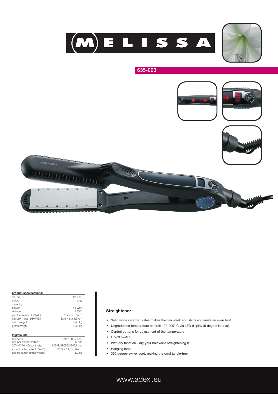 Melissa 635-093 User Manual | 1 page