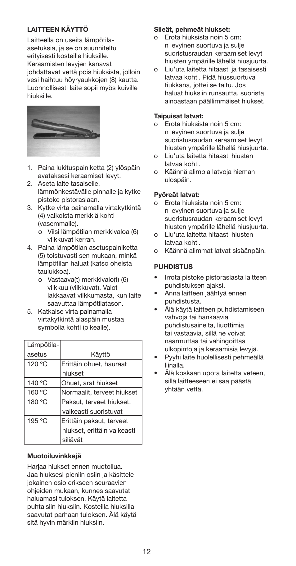 Melissa Hair Straightener 235-018 User Manual | Page 12 / 51