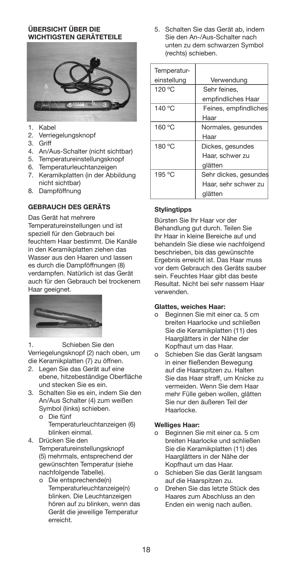 Melissa Hair Straightener 235-018 User Manual | Page 18 / 51