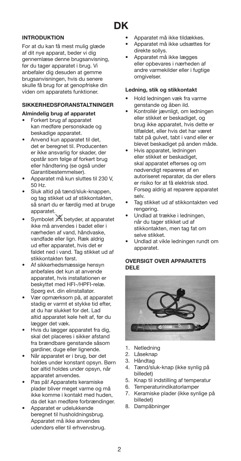 Melissa Hair Straightener 235-018 User Manual | Page 2 / 51