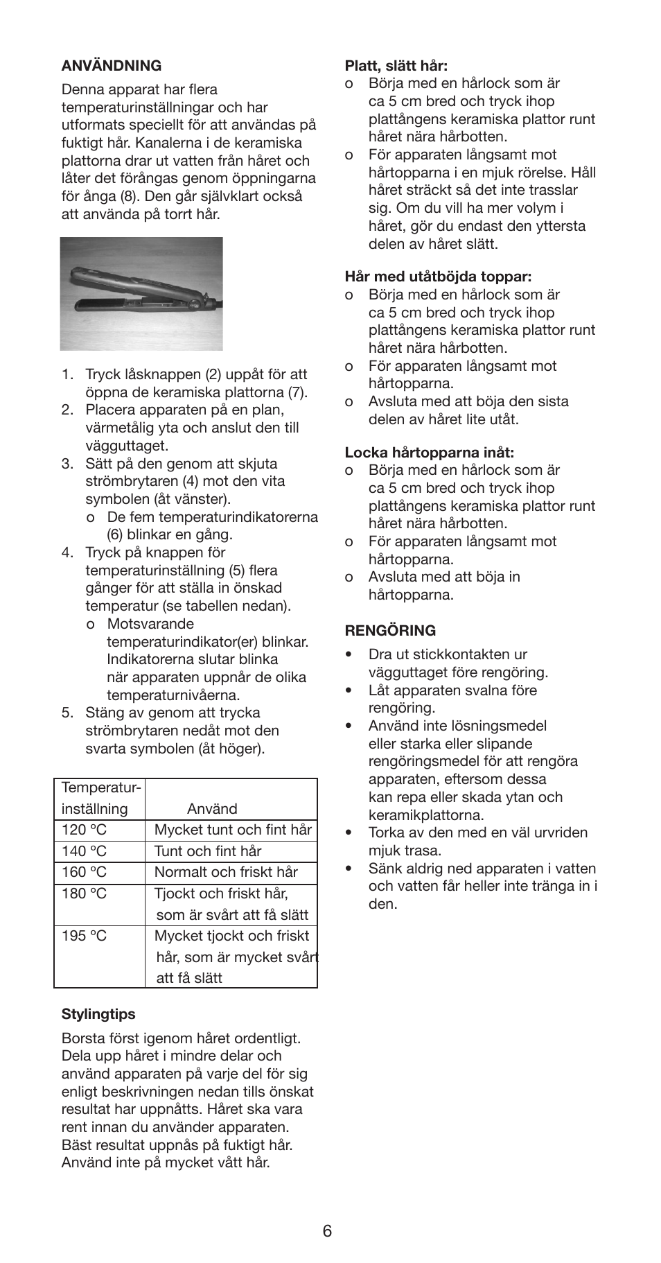 Melissa Hair Straightener 235-018 User Manual | Page 6 / 51