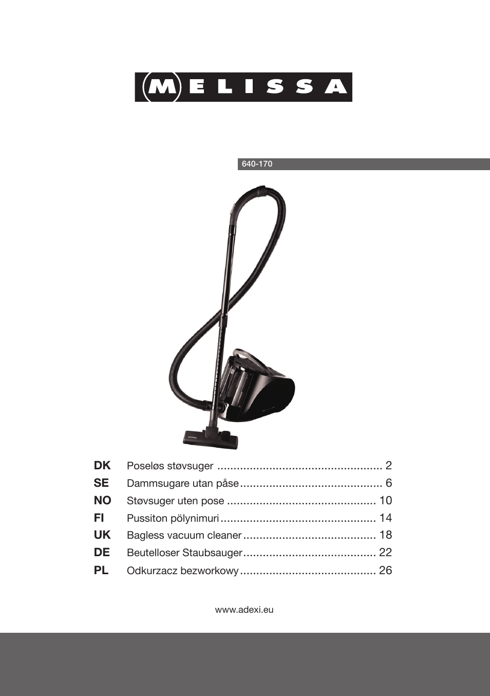 Melissa 640-170 User Manual | 30 pages