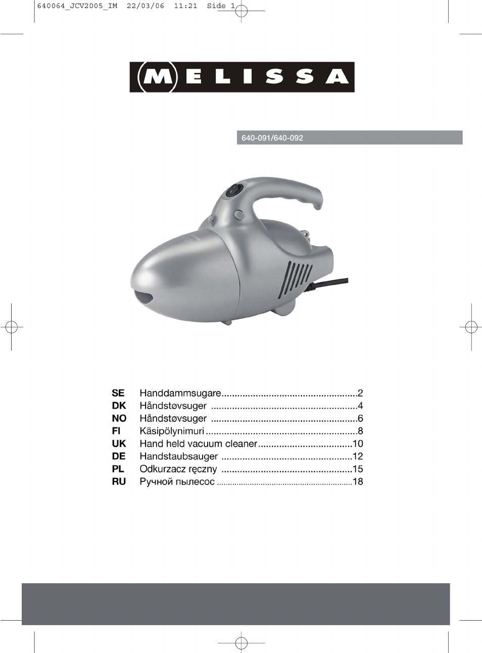 Melissa 640-092 User Manual | 21 pages