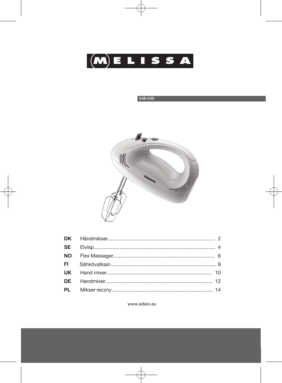 Melissa 646-049 User Manual | 16 pages