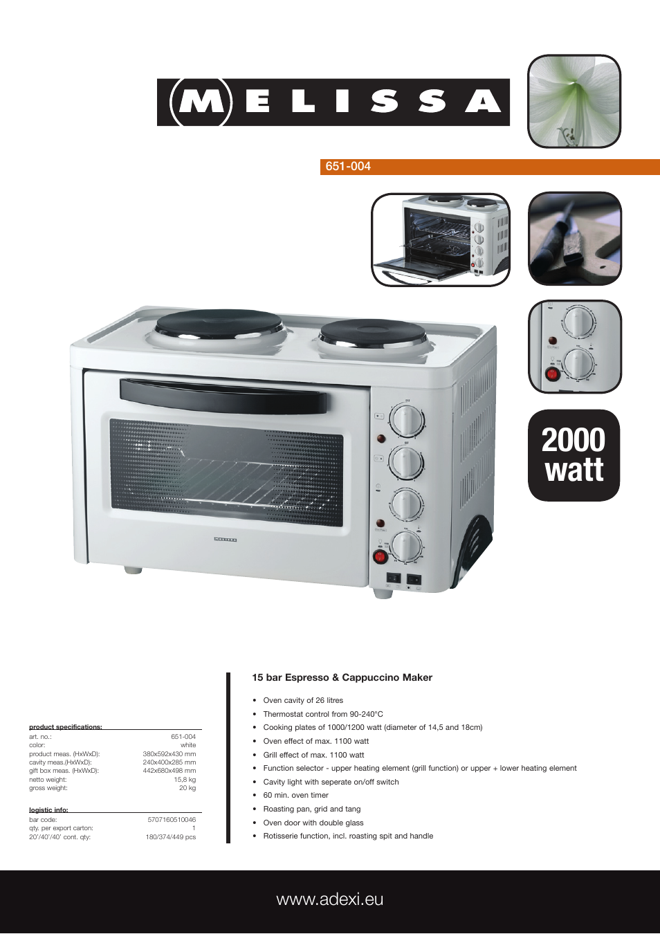 Melissa 651-004 User Manual | 1 page