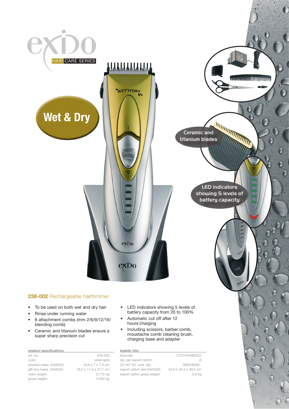 Melissa Rechargeable Hairtrimmer 238-002 User Manual | 1 page