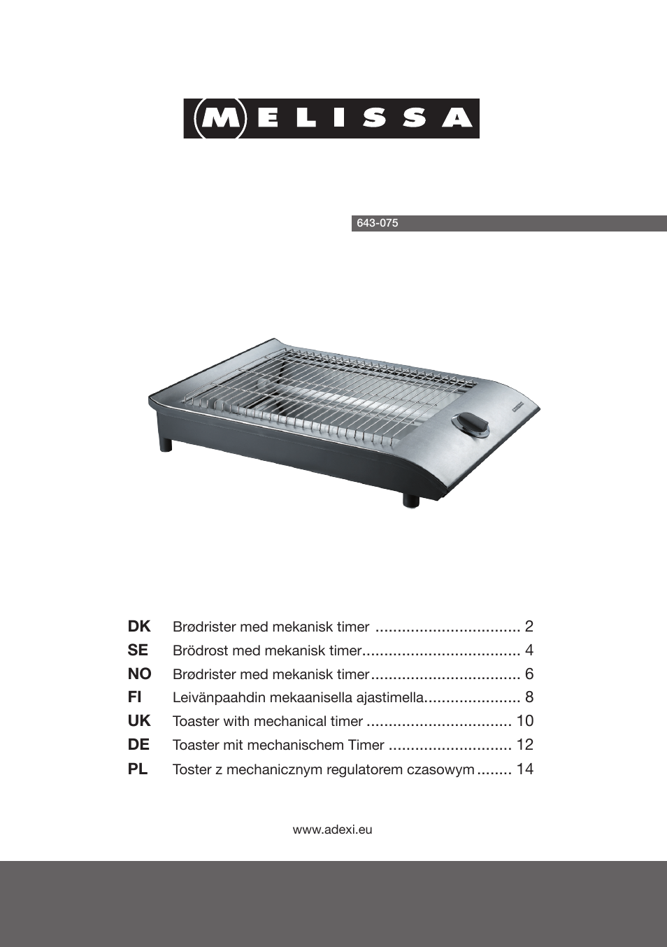 Melissa 643-075 User Manual | 15 pages