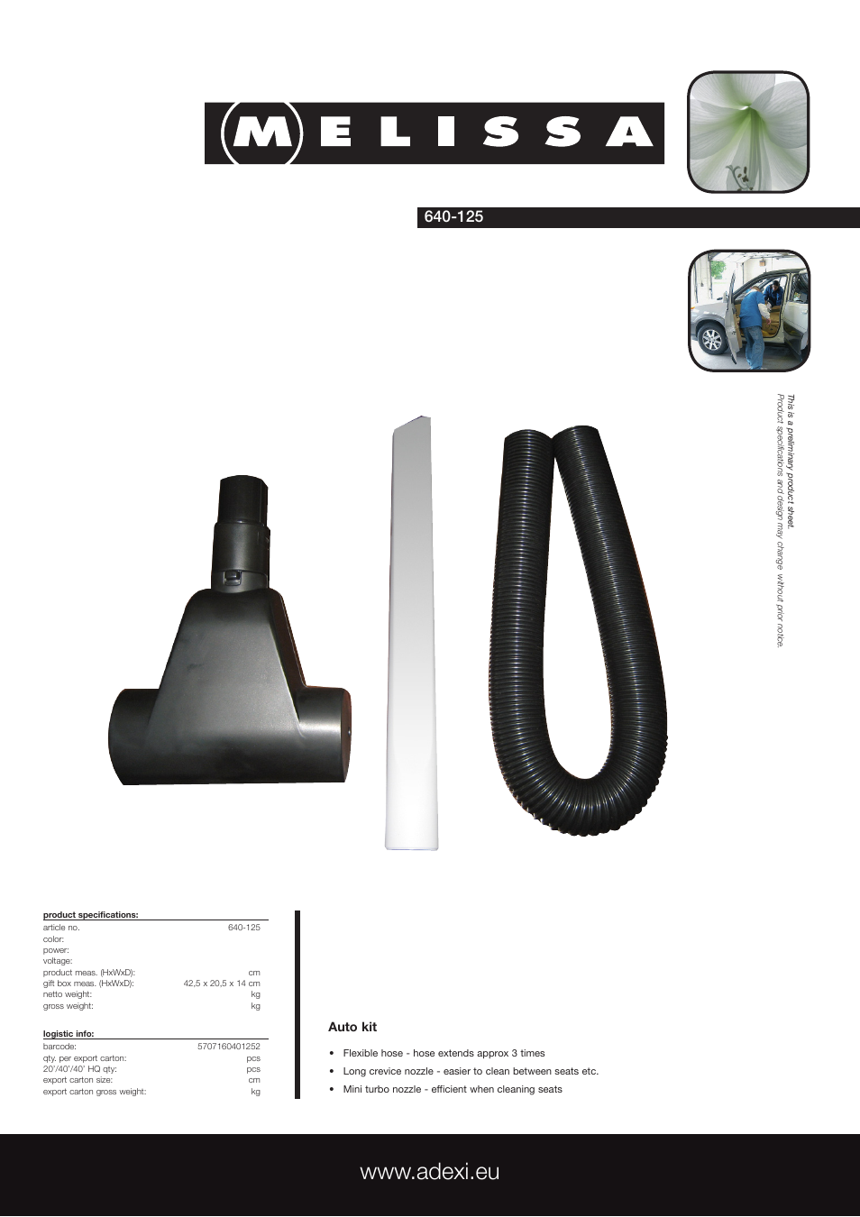 Melissa 640-125 User Manual | 1 page