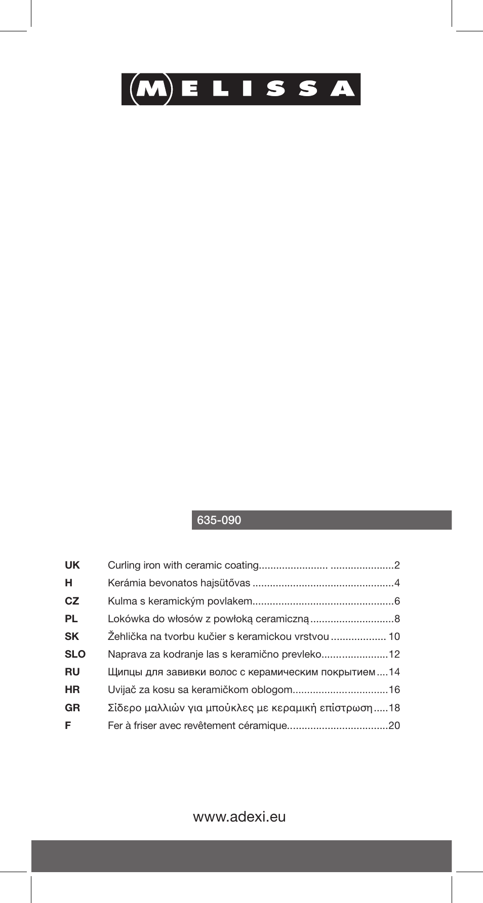 Melissa 635-090 User Manual | 21 pages