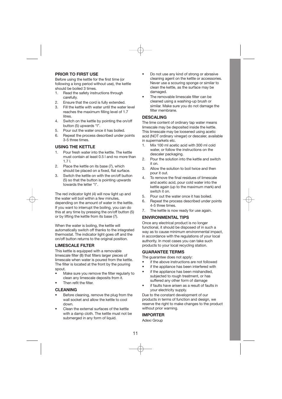 Melissa Cordless Jug Kettle 245-029 User Manual | Page 11 / 21