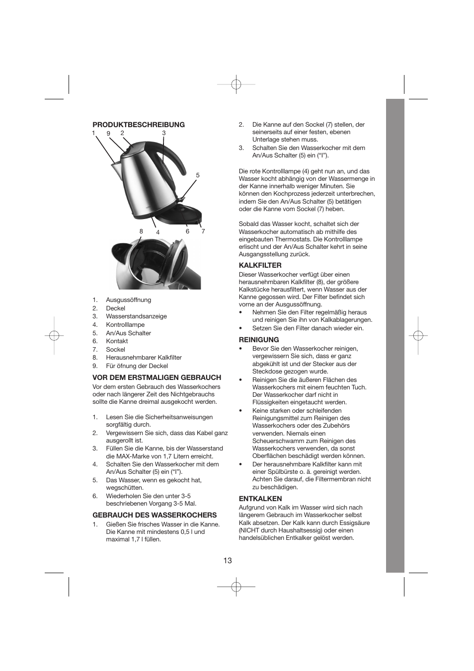 Melissa Cordless Jug Kettle 245-029 User Manual | Page 13 / 21