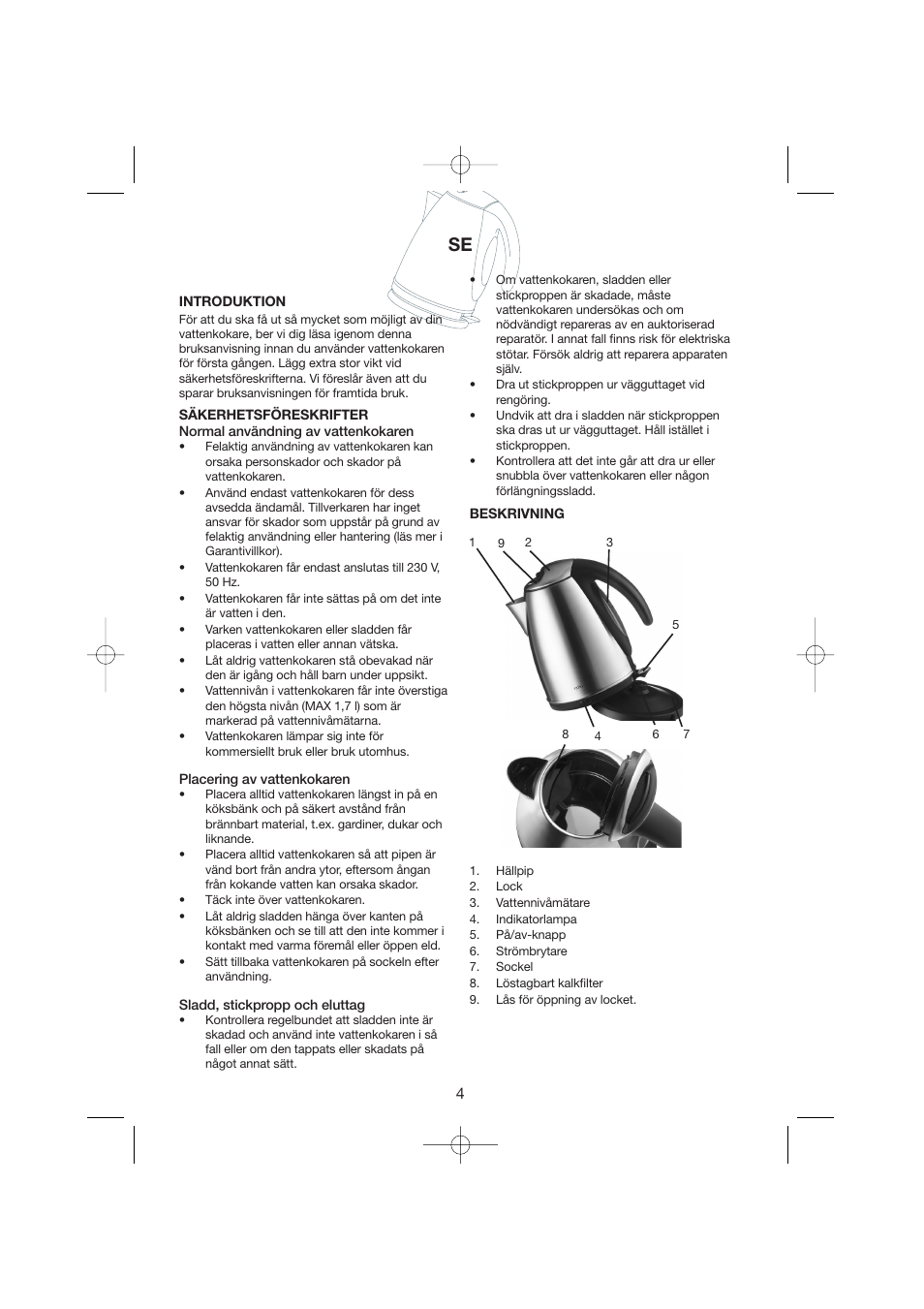 Melissa Cordless Jug Kettle 245-029 User Manual | Page 4 / 21