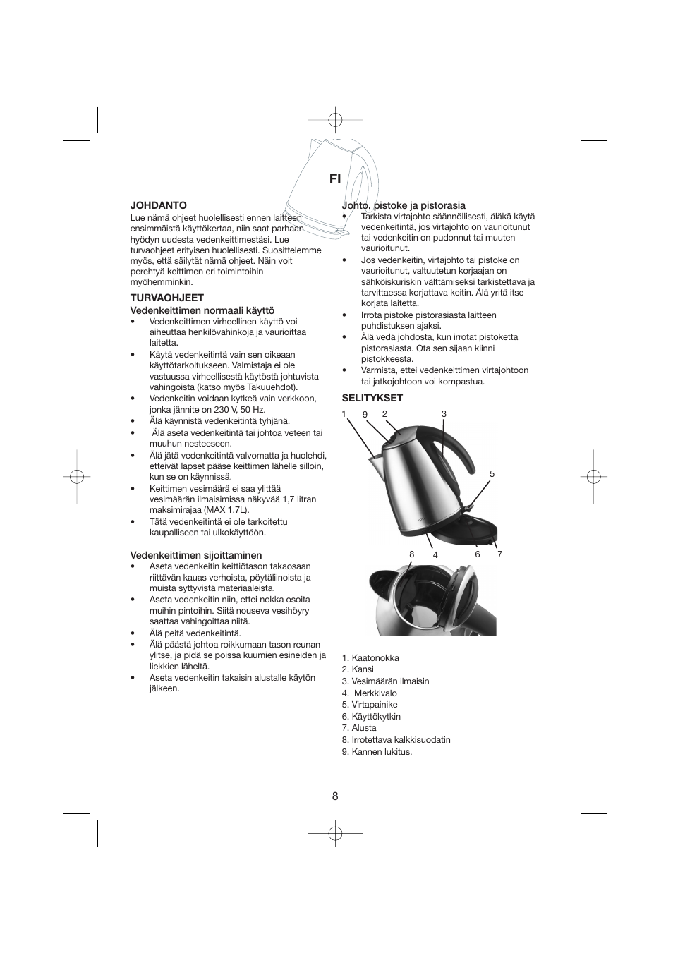 Melissa Cordless Jug Kettle 245-029 User Manual | Page 8 / 21
