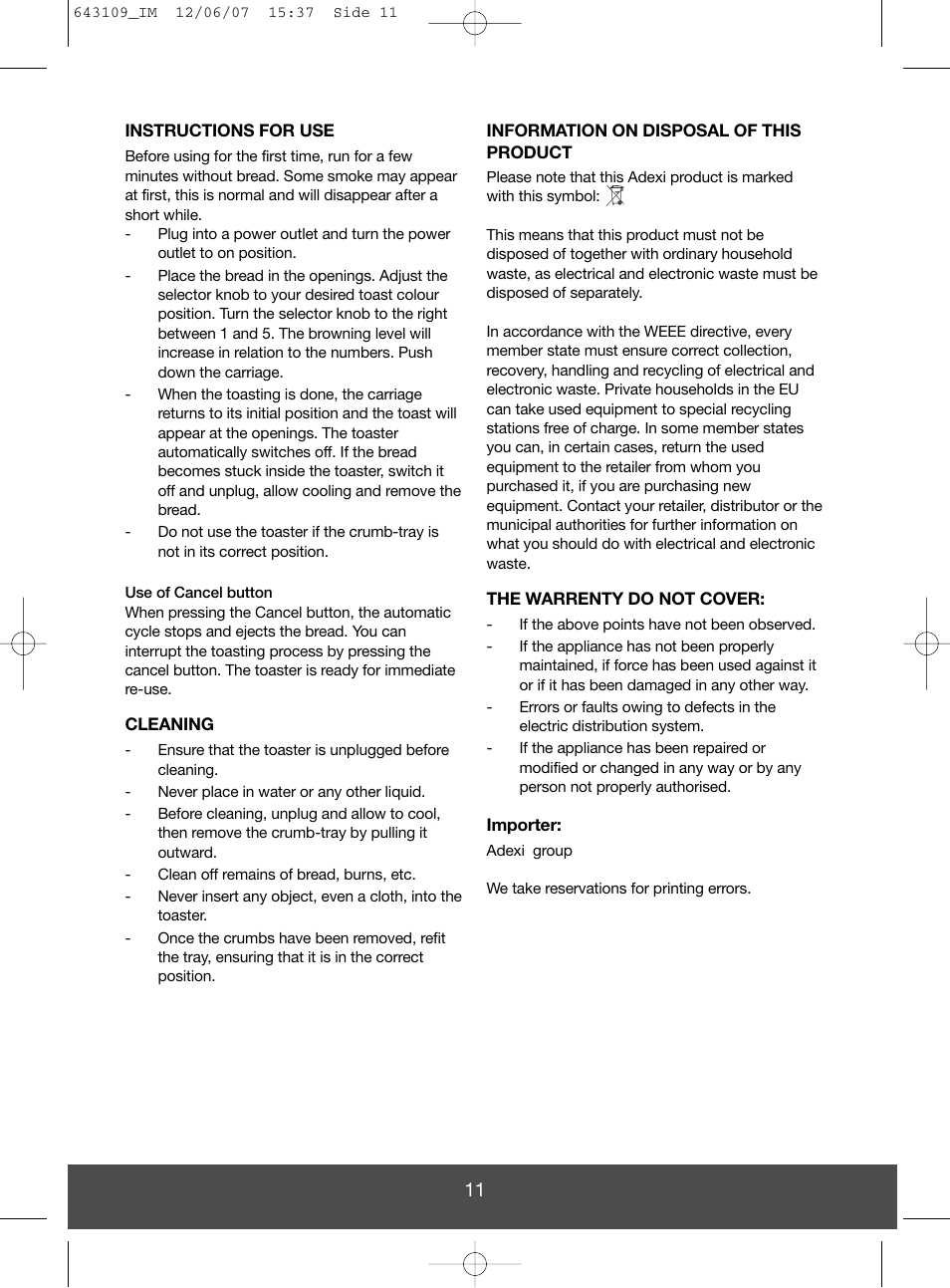 Melissa 643-108 User Manual | Page 11 / 14