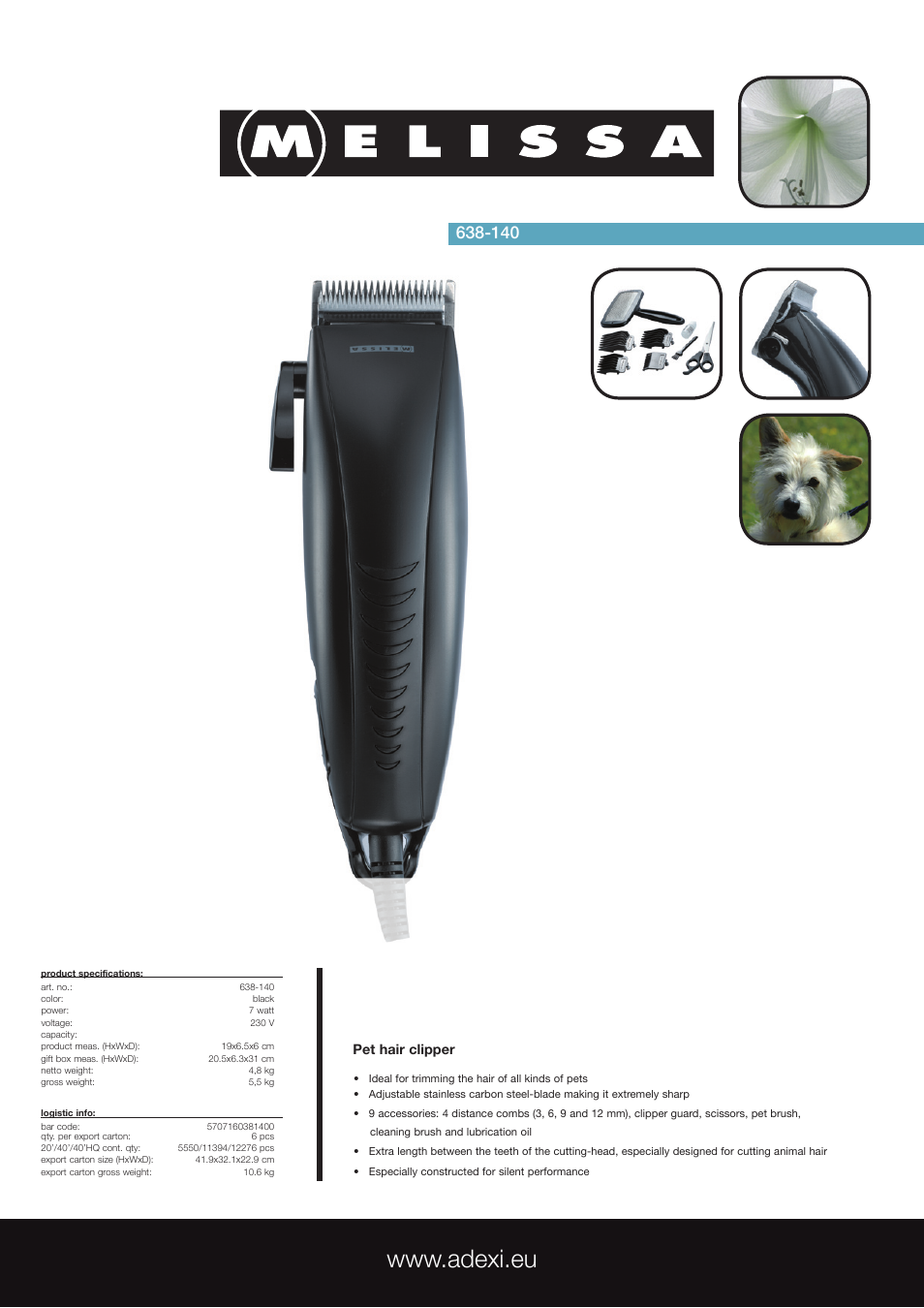Melissa 638-140 User Manual | 1 page