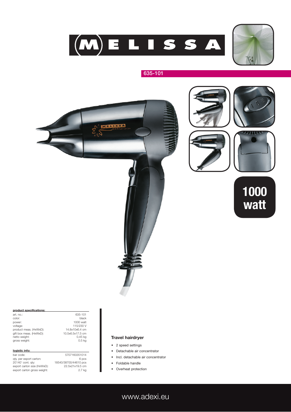 Melissa 635-101 User Manual | 1 page