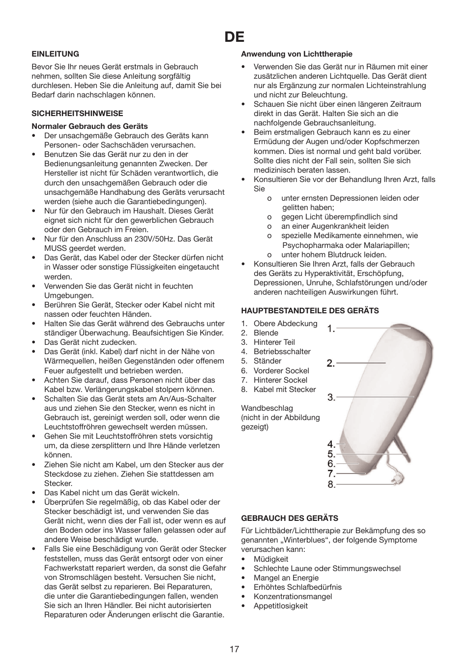 Melissa Wellness Lamp 237-002 User Manual | Page 17 / 22