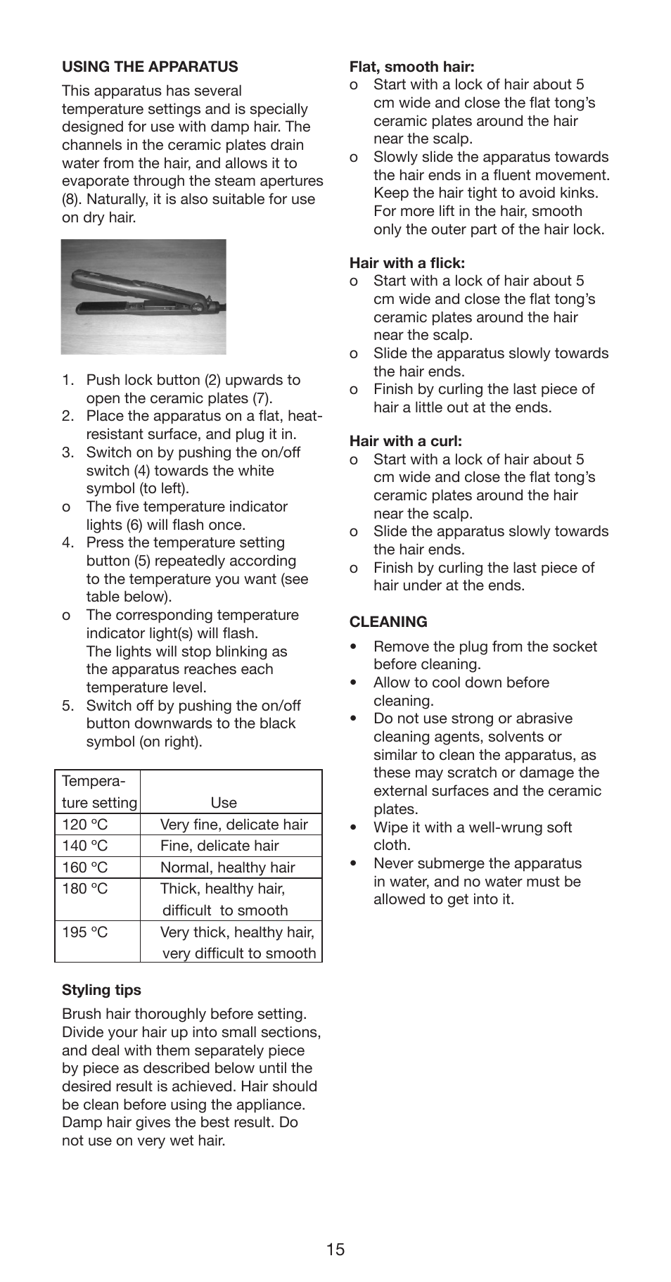 Melissa Hair Straightener 235-008 User Manual | Page 15 / 24
