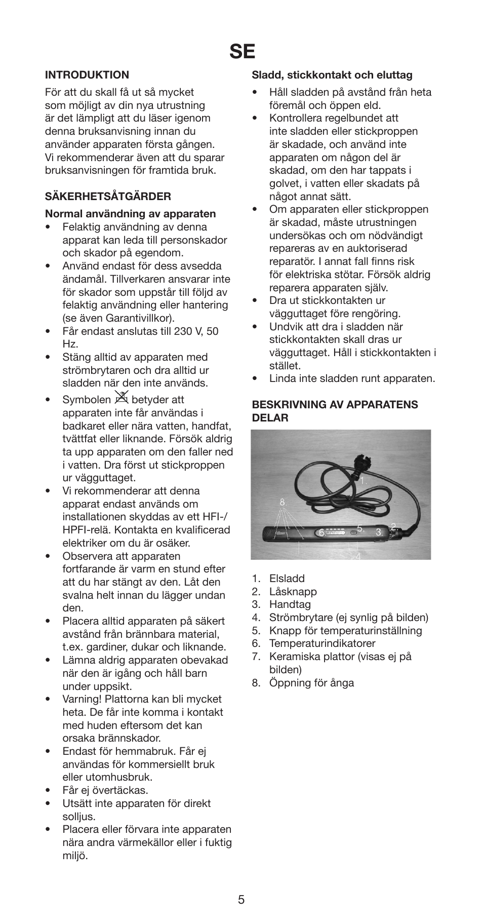 Melissa Hair Straightener 235-008 User Manual | Page 5 / 24
