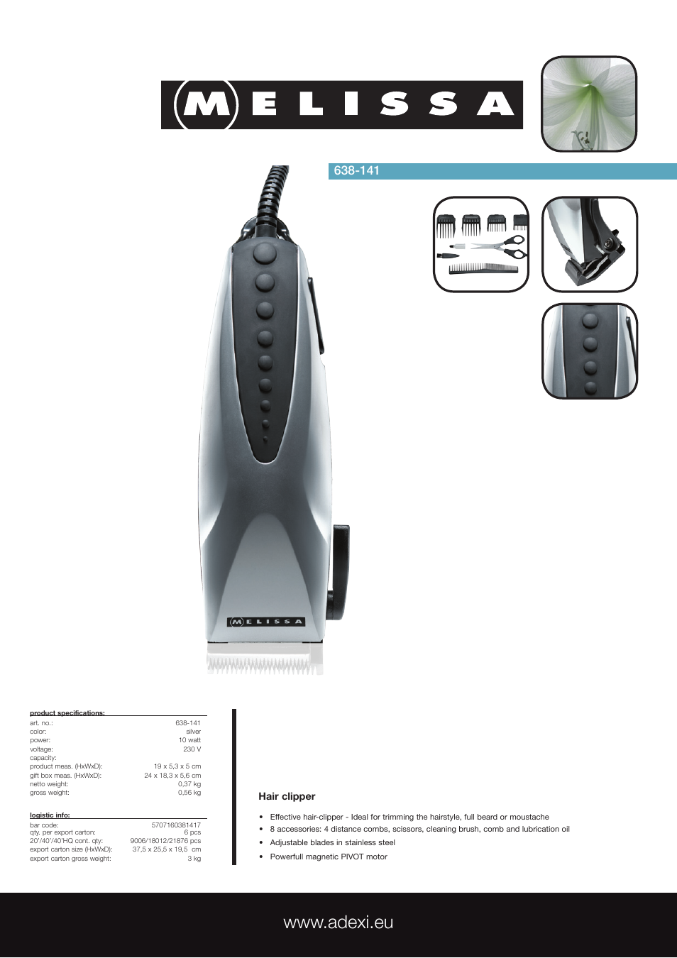 Melissa 638-141 User Manual | 1 page