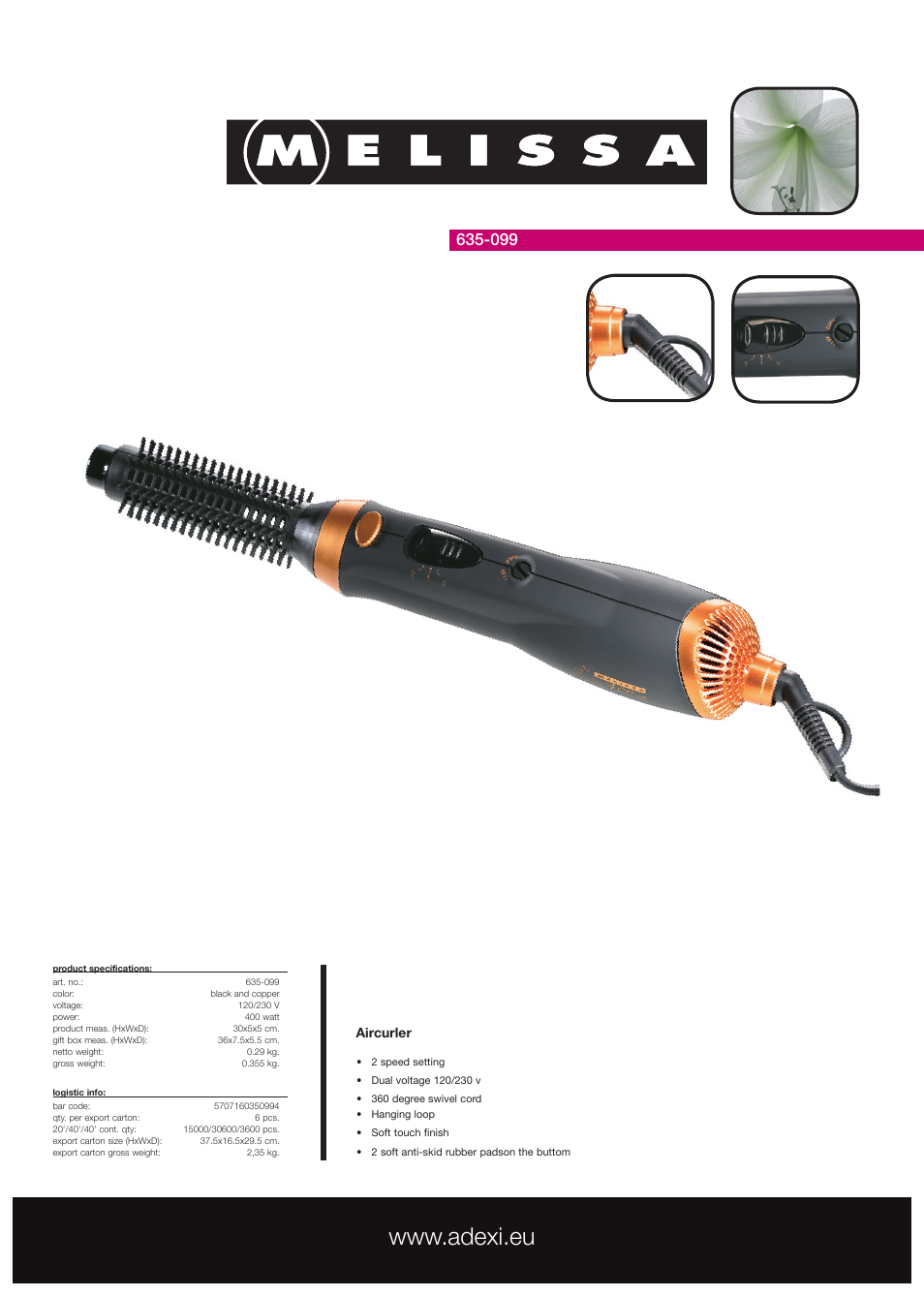 Melissa Aircurler 635-099 User Manual | 1 page
